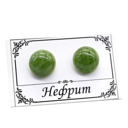 Серьги гвоздики (пусеты) нефрит имитация 7-8мм Радуга камня