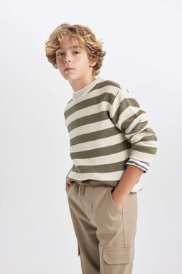 Трикотажный свитер с круглым вырезом для мальчика - Defacto фото 6