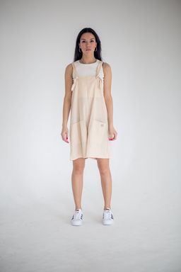 ЛЁН 100% комфортный омбинезон Кэри цвет беж - Knitka wear фото 3