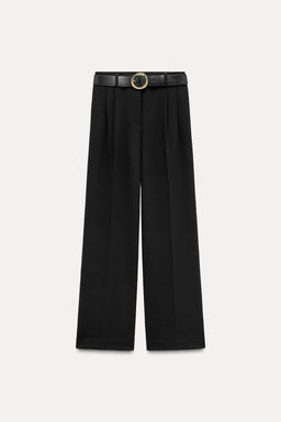 WIDE-LEG DARTED TROUSERS WITH BELT - Zara фото 4