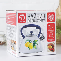 Чайник со свистком из нержавеющей стали Доляна «Космос», 3 л, синий