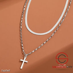 Тонкая и широкая цепочка под серебро с крестиком - Bruno фото 3