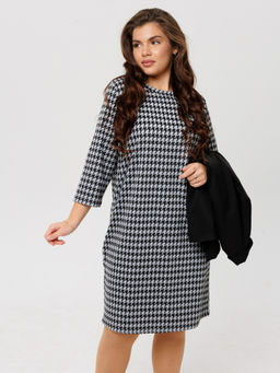 Платье женское П-176 (жаккард принт) Тёмно-серая ёлочка