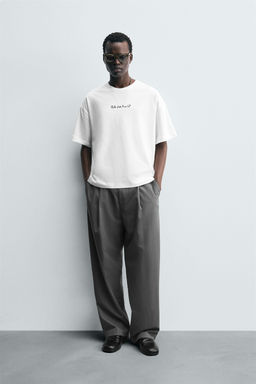 EMBROIDERED SLOGAN T-SHIRT