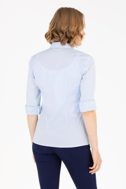 Женская голубая базовая рубашка с длинным рукавом - U.s. polo assn фото 5