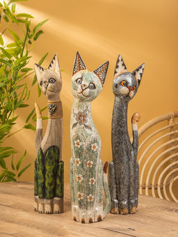 Сувенир «Кошка», 60×14×6 см, дерево, МИКС