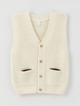 V Yaka Erkek Bebek Triko Yelek