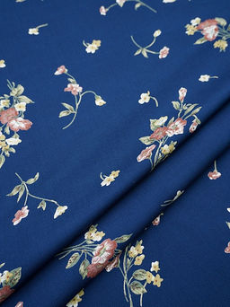 Штапель Премиум Вечерний букет цв.темно-синий, ш.1.45м, вискоза-100%, 120гр/м.кв - Купава фото 2