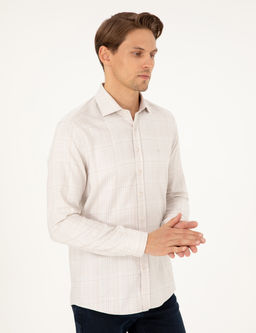 Bej Slim Fit Uzun Kollu G_mlek