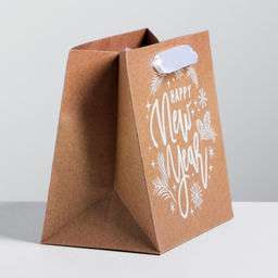 Пакет крафтовый квадратный Новогодний подарок, 14 14 9 см - Дарите счастье фото 2