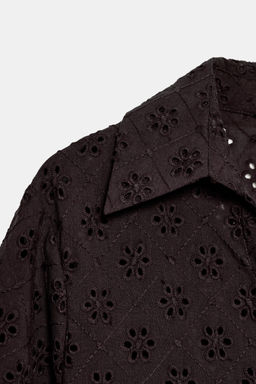 CAMISA BORDADOS PERFORADOS / Marr?n - Zara фото 8