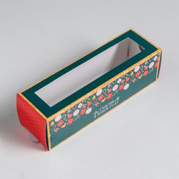 Цена за 5 шт. Коробка складная новогодняя «Счастливых мгновений» 18 х 5.5 х 5.5 см.