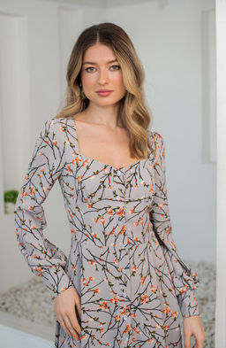 Эффектное платье серый/цветы - Donna saggia фото 3