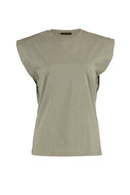 Haki %100 Pamuk Vatka Gorunumlu Basic Bisiklet Yaka Orme T-Shirt TWOSS20TS0021