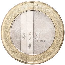 Монета 3 евро 2021 года Словения  30 лет государственности Республики Словения