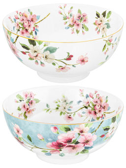 Набор салатников 2 пр. 600 мл 15*15*7 см Яблоневый цвет на голубом + Яблоневый цвет на белом - Elan gallery фото 4