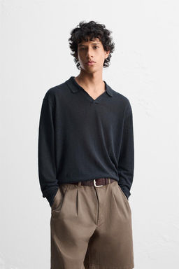 100% LINEN KNIT POLO SHIRT - Zara фото 2