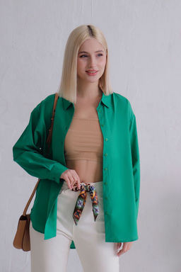 11773 Рубашка удлинённая зелёная
