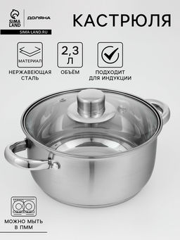 Кастрюля Доляна Сильве, 2.3 л, d=18 см, капсульное дно, индукция, нержавеющая сталь