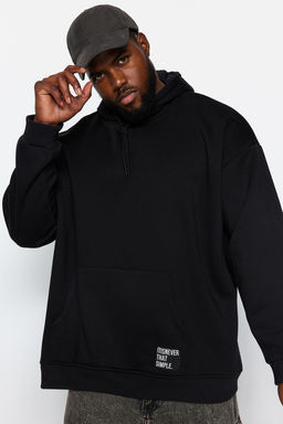 TRENDYOL MAN Antrasit Buyuk Beden Oversize Basic Rahat Kapusonlu Etiketli Ici Polarl? Sweatshirt TMNAW24AO00000 - Trendyolmilla фото 18