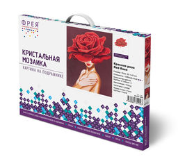 Кристальная (алмазная) мозаика ФРЕЯ ALPD-085 на подрамнике Красная роза 30 х 40 см