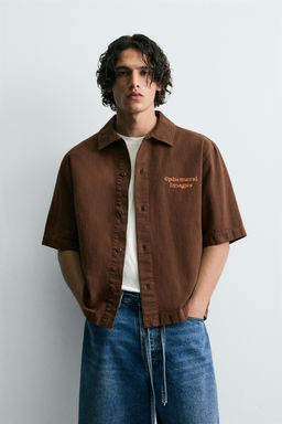 CAMISA LAVADA ESTAMPADO COMBINADO / Marr?n - Zara фото 2