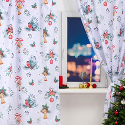 Комплект штор для кухни с подхватами Christmas wreaths 145?180 см - 2 штуки, габардин