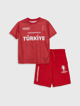 Bisiklet Yaka Euro 2024 T?rkiye Bask?l? Erkek ?ocuk Ti??rt ve ?ort