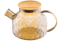 Чайник 1 л 20,5*13,5*12,5 см Crystal glass с ситом+бамб.крышк.с метал. дном/с силик.уплот, золото - Elan gallery фото 12