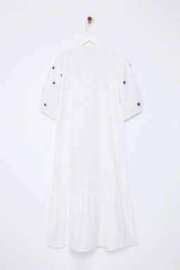 TRENDYOLMILLA Ekru Cicek Nak?sl? Midi Dokuma Gomlek Elbise TWOSS25EL00039 фото 7