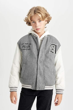 Куртка-бомбер с карманами и воротником на кнопках для мальчиков - Defacto фото 3