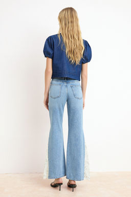 Nasiba Hafiz x Trendyol Collection Mavi Wide Leg Dantel Tencel Kar?s?ml? Jeans TWOSS26JE00157 - Trendyolmilla фото 7