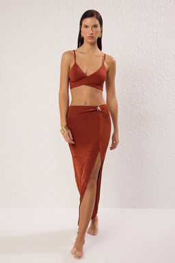 Kiremit Orme Aksesuar Detayl? Maxi Plaj Etek TBESS25ET00000