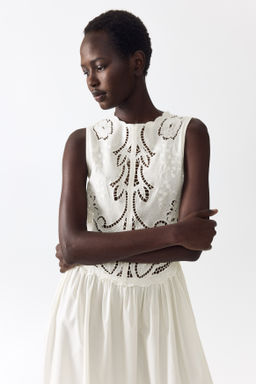 Vestido bordado en mezcla de lino - H&m фото 4