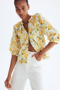 Blusa de popelina con mangas globo - H&m фото 6