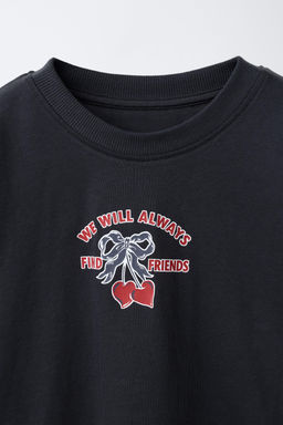 CAMISETA ESTAMPADA CORAZONES / Antracita oscuro - Zara фото 3