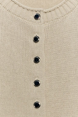CHAQUETA PUNTO BOTONES MET?LICOS / Camel oscuro - Zara фото 9