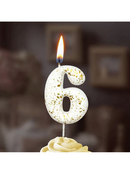 Цена за 2 шт. Свеча в торт «Белые брызги», цифра 6
