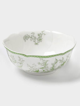 Салатник WY Bloomware, 500 мл, 15×6 см, фарфор, белый, зелёный