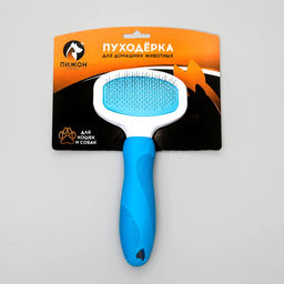 Пуходерка Пижон Premium с силиконовой ручкой, с каплями, 8 х 17 см, голубая  фото 6