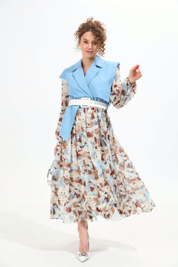 Платье NIKVA н904-4 голубой+акварель  фото 8