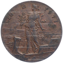 Монета 2 чентезимо 1917 года Италия