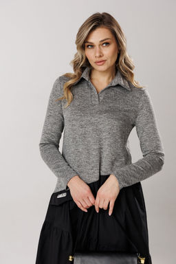 Платье Lars Style 1204 серый меланж, черный