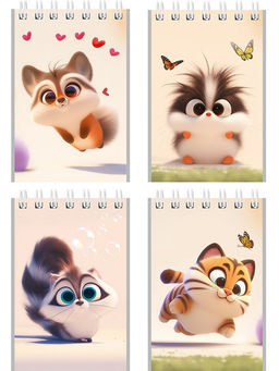 Цена за 5 шт. Блокнот А7 40л. на гребне "Милые животные -8" ("Prof-Press", Б40-9332)