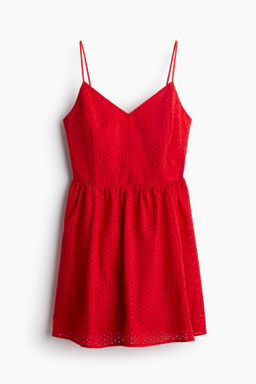 Vestido de tirantes espagueti con bordado ingl?s