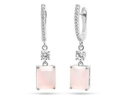 Серьги из серебра розовый кварц, МЦВ2005