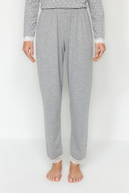 Gri Puantiyeli Dantelli Tshirt-Pantolon Orme Pijama Tak?m? THMAW24PT00182 - Trendyolmilla фото 6