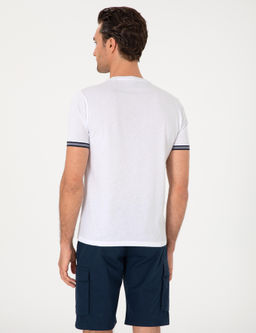 Beyaz Regular Fit %100 Pamuk Bisiklet Yaka T-shirt - Cacharel фото 5