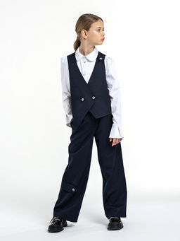 Синий школьный жилет для девочки Mooriposh, модель 1121 фото 2