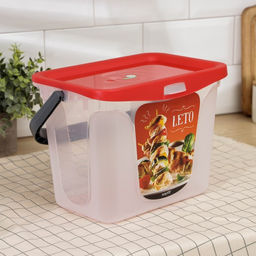 Контейнер для шашлыка c ручкой BEROSSI Leto, 6 л, пластик, прозрачный, крышка красная